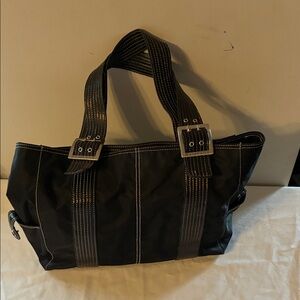 Stylish Black Tote Bag with Stitching
